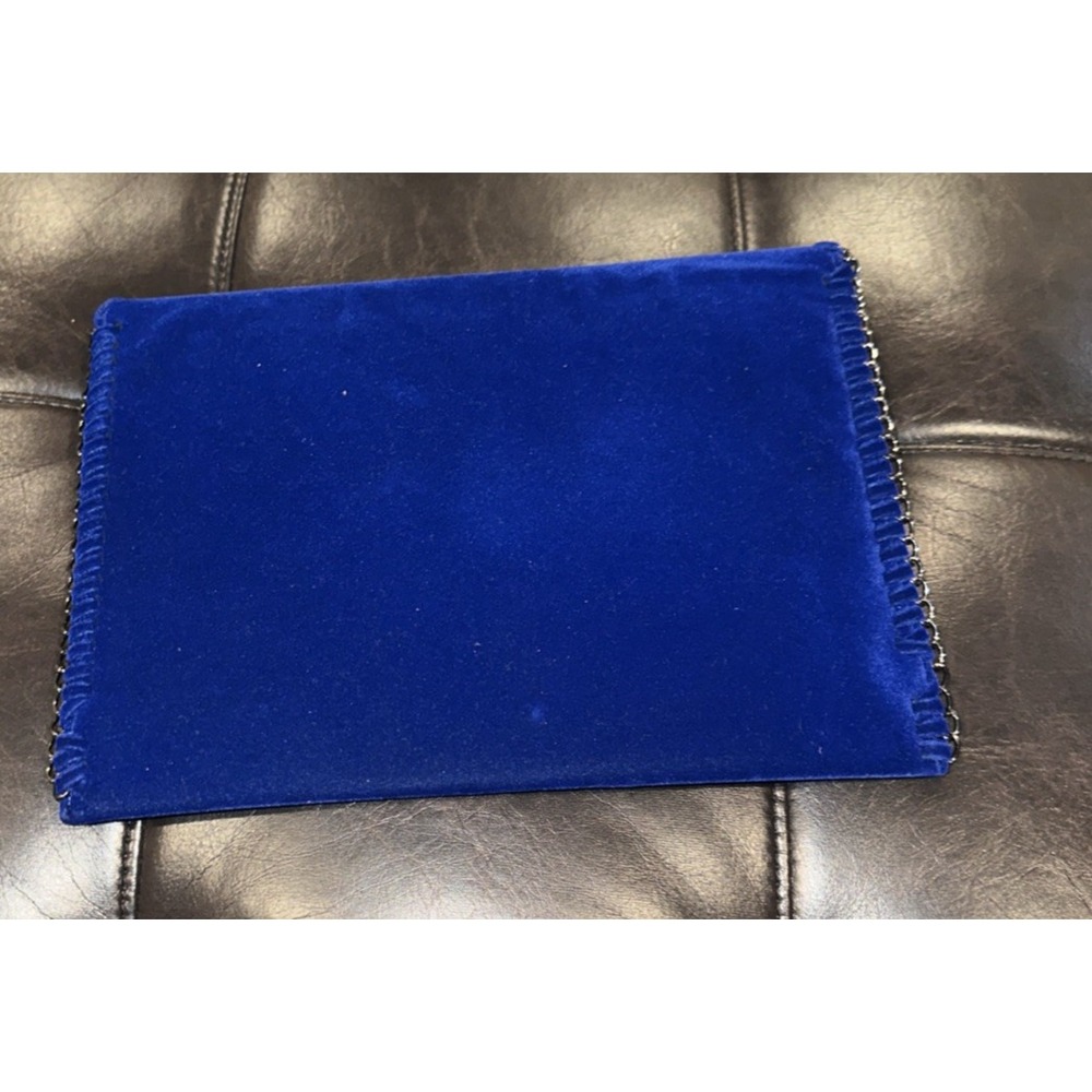 Design Lab Lord & Taylor Envelope Purse Clutch Blue Velvet 11 X 8 - Picture 7 of 11